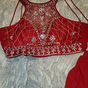 4/$20 Prom 2 piece red embellished top and skirt